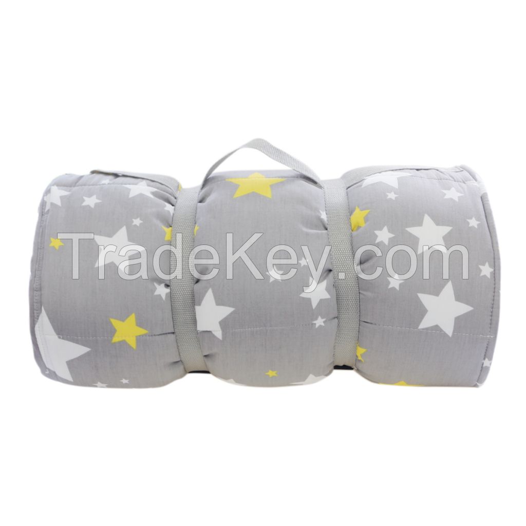 Gray Star Printed Folding Kids Nap Mats for Daily Life