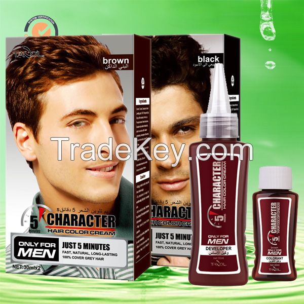 100% Cover Grey Hair No Ammonia Color Cream for Men