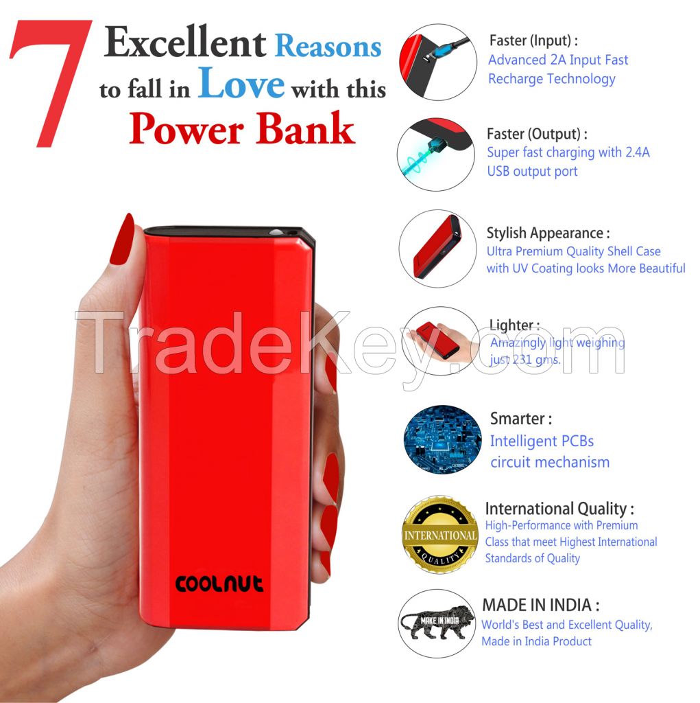 COOLNUT CMPBCI-50 10000mAh Power Bank, India (Red/Black)