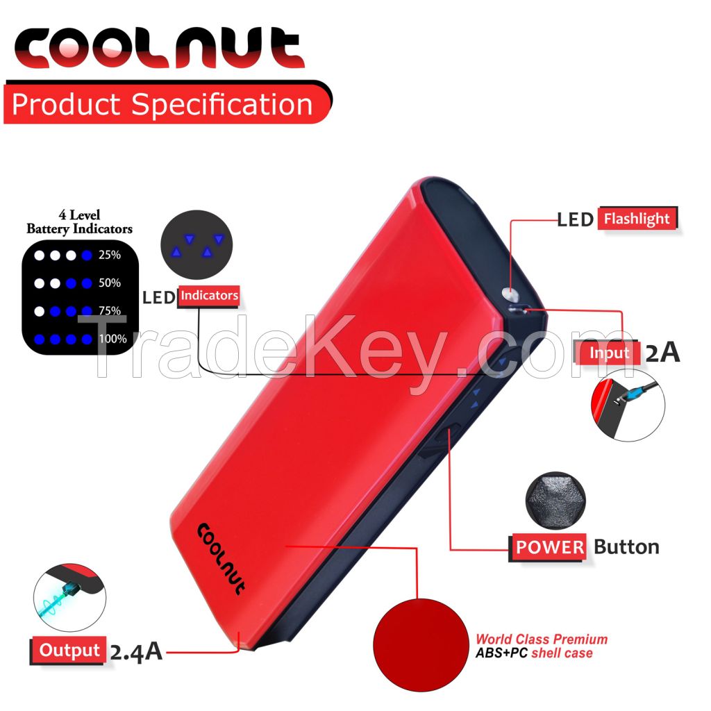 COOLNUT CMPBCI-50 10000mAh Power Bank, India (Red/Black)