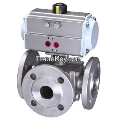 3 way ball valve with pneumatic actuator