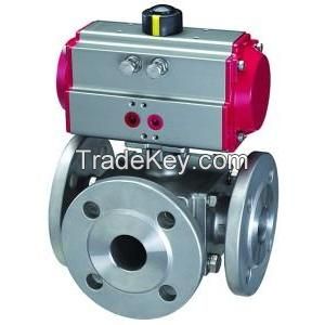 3 way ball valve with pneumatic actuator