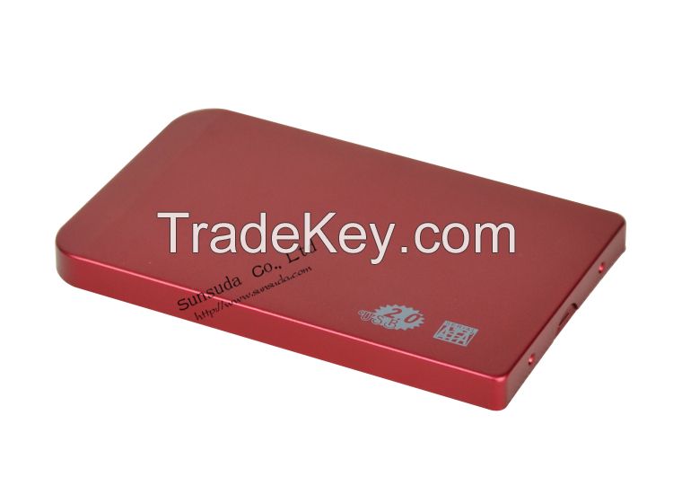 Aluminium hard drive casing usb 2.0 to 2.5 sata hdd enclosure