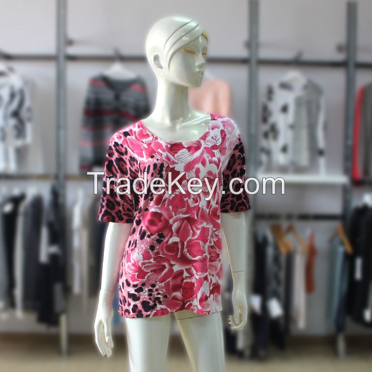 Summer Short Sleeve Flowers Printing Sweater Tshirt