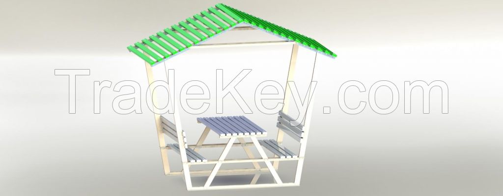 roofed picnic table