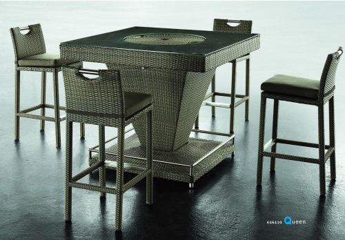 outdoor furniture bar table and stool with ice bucket