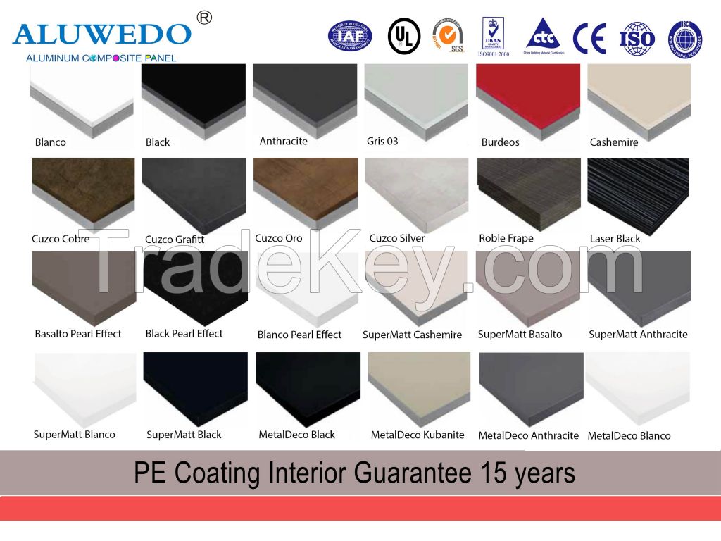 3MM 4MM 2440MM*1220MM 0.3MM PE Painting and FEVE(EVE)Painting High Gloss Colorful Coating ACP Aluminum Composite Panel For Signage Material Wall Decoration Panel