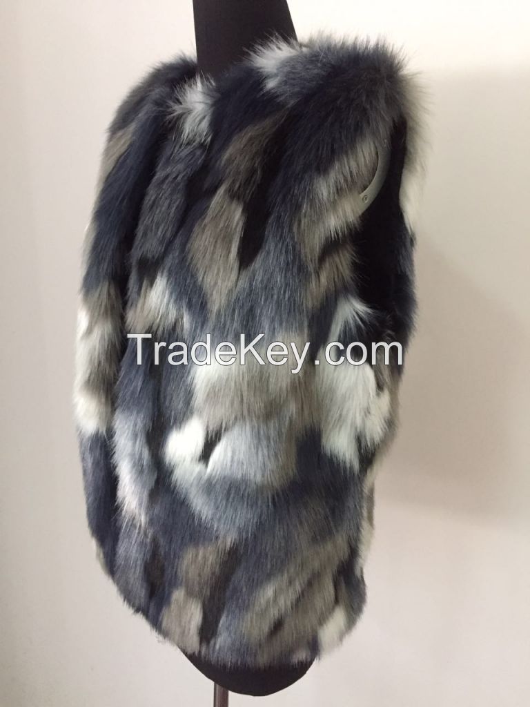 Women Faux Fur Vest Waistcoat Sleeveless Jacket