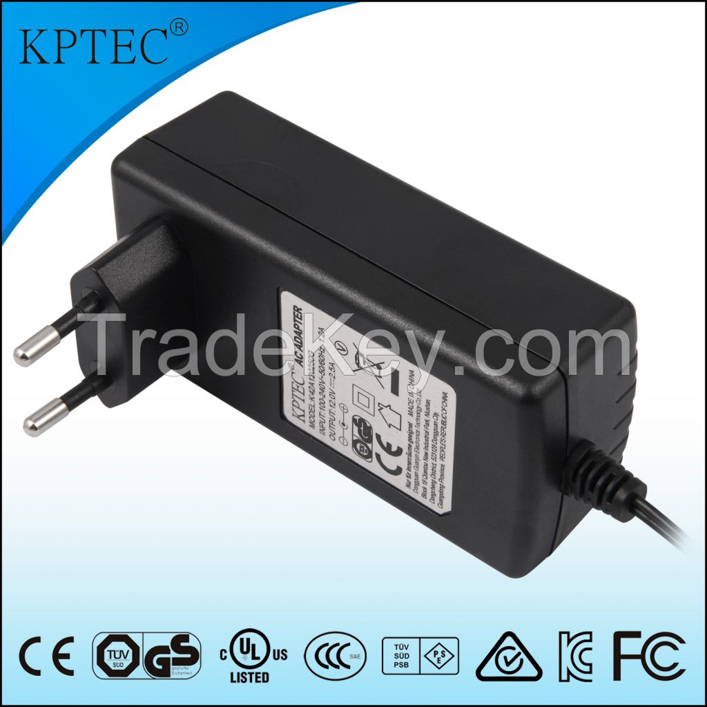 Power adapter with EU Us Au Japan Plug Kptec Maker 42W