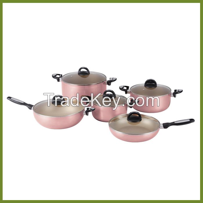 aluminum non stick coating cookware set Wok fry pan saucepot with lid