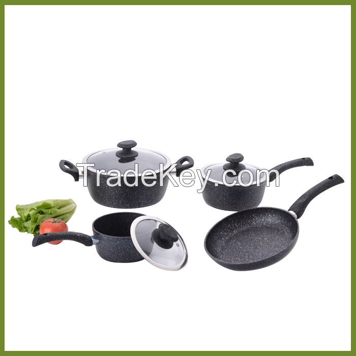 aluminum non stick coating cookware set Wok fry pan saucepot with lid