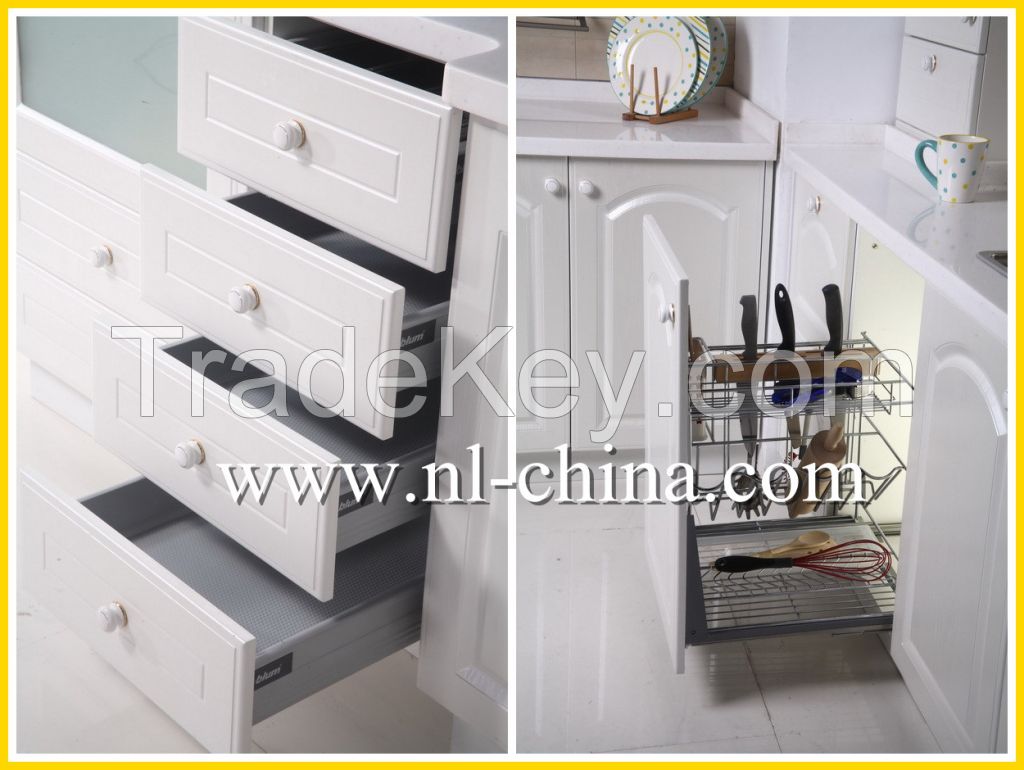 Modern High Gloss PVC Wooden Kitchen Cabinet with Island