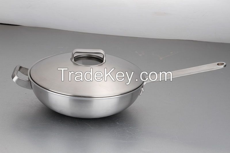 304 Stainless Steel Wok Pot Pan Palm Restaurant Cookware Kitchenware 