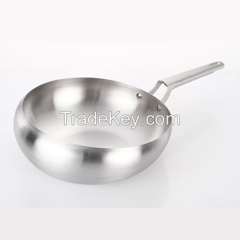 High-grade 304 Stainless Steel Cooking Wok With Cover Stainless Steel Cookware Sets 