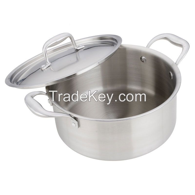 Triply 304 Stainless Steel Pot 26/24/22CM Soup Pot Masterclass Premium Cookware 