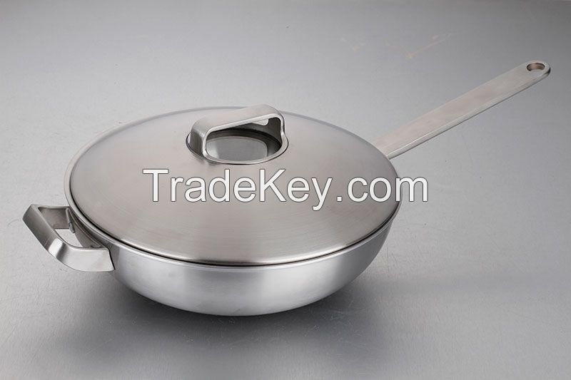 304 Stainless Steel Wok Pot Pan Palm Restaurant Cookware Kitchenware 