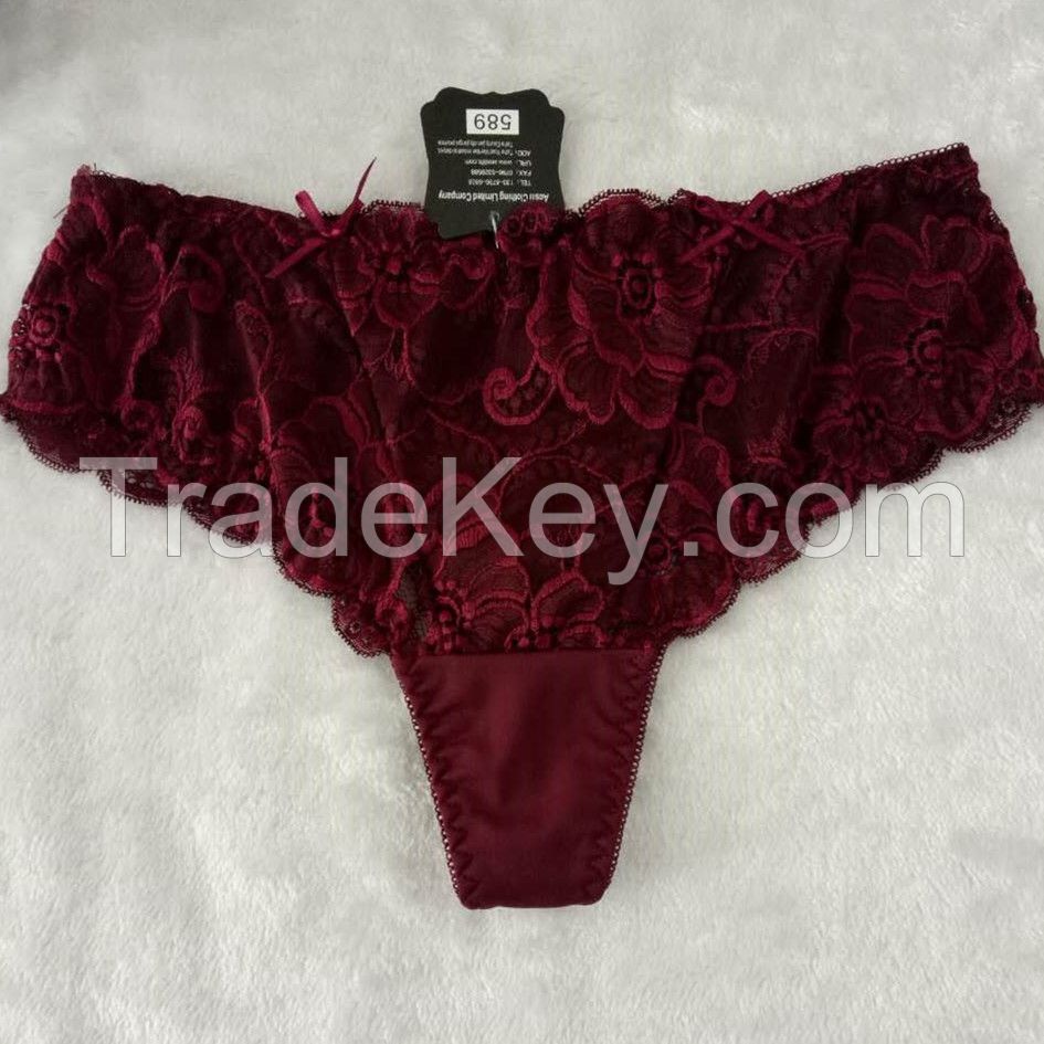 China wholesale new style red sexy briefs lace spandex fancy thongs 58