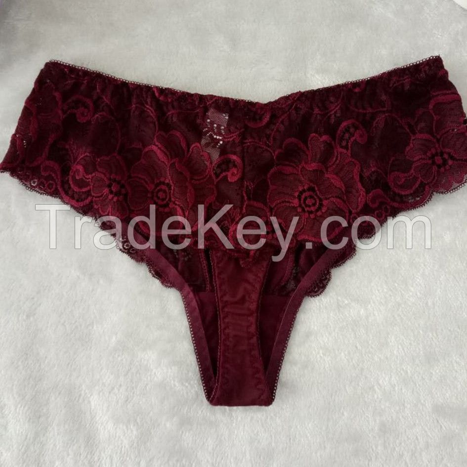 China wholesale new style red sexy briefs lace spandex fancy thongs 58