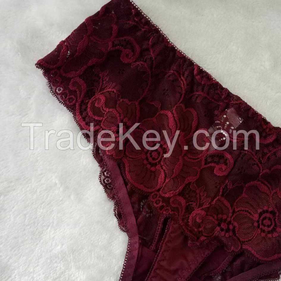 China wholesale new style red sexy briefs lace spandex fancy thongs 58