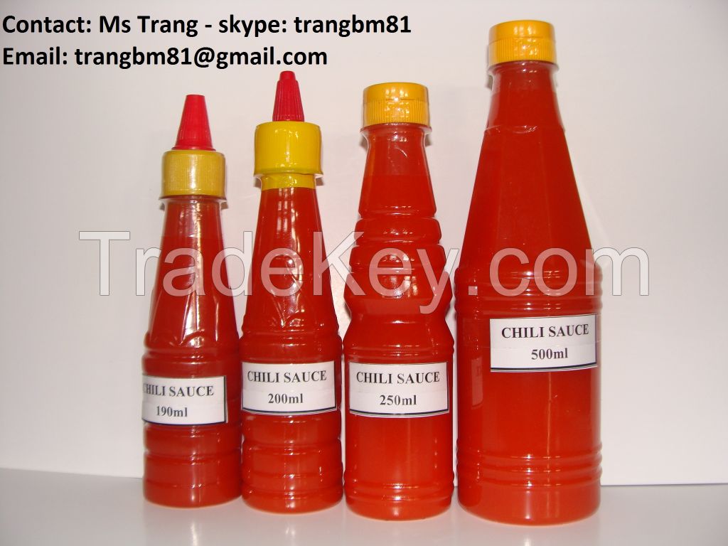 Chili sauce in pet bottle