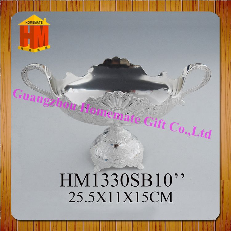 Decorative Christmas Fruit bowl , Silver Polish gondola Shape Serving dish 