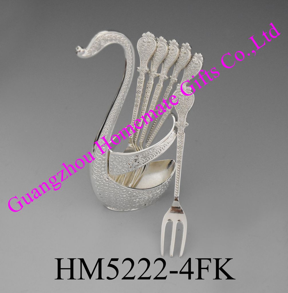  swan shaped fork holder ice cream spoon