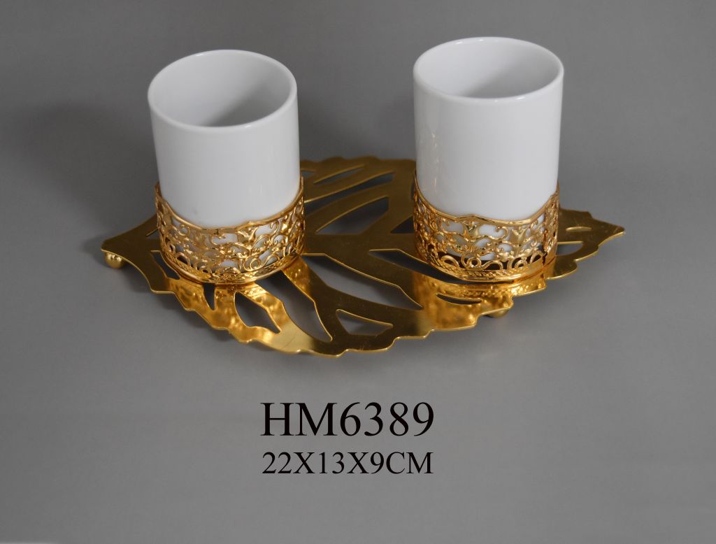 leaf shape golden ceramic coffee cup