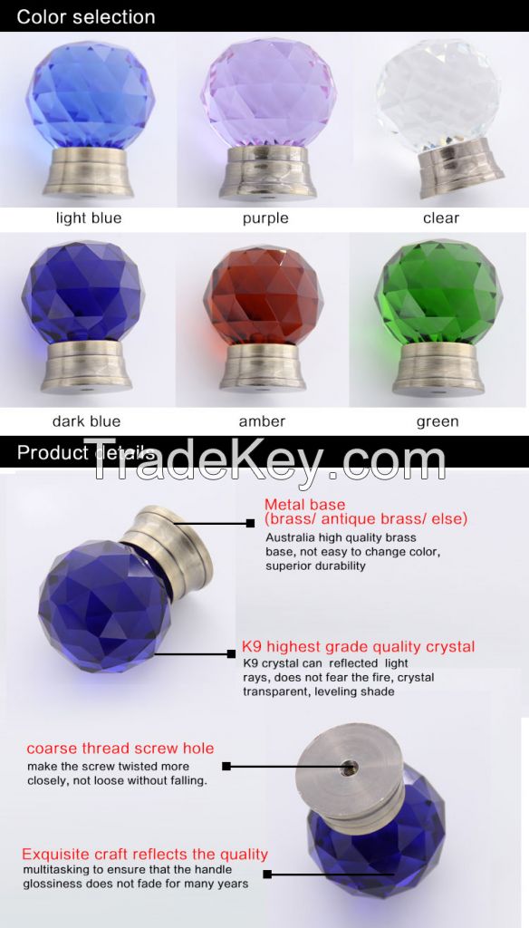 Round crystal knobs for dressers