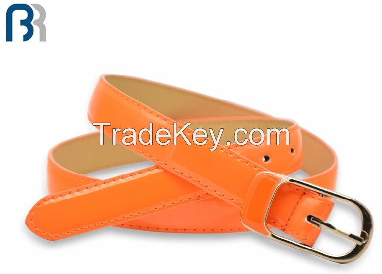 Ladies Skiny Stitching Patent PU Belt