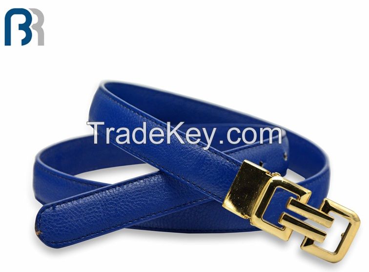 Ladies Adjustable Stitching Blue Belt