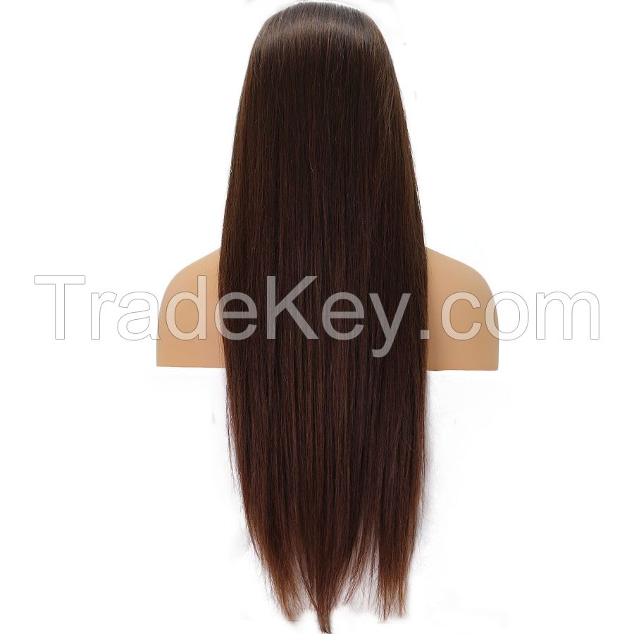 best selling long straight brown hair human wigs for black women