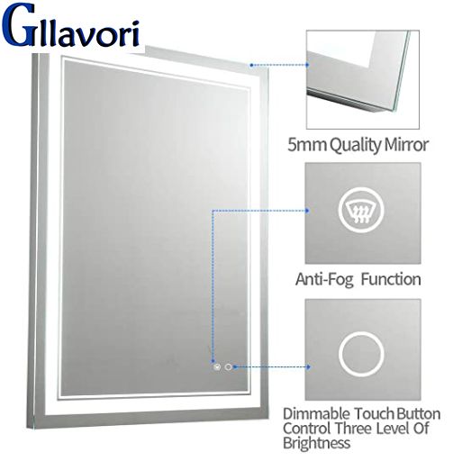 GLLAVORI  LED  bathroom mirror SGCC, CE, ANSI certification of LED mirror make up mirror