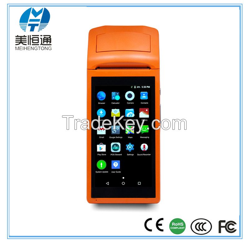 New design 58mm android bluetooth pos terminal thermal printer wifi usb+3G pos machine MHT-V1