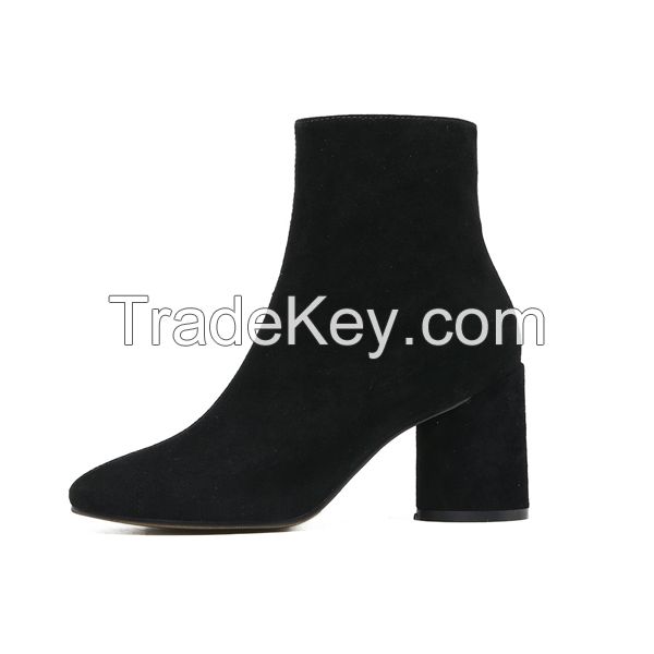 New Style Women's Shoes Black Suede Ankle Boots