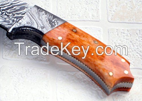 Custom Handmade Damascus Steel Knife - Colored Bone Handle