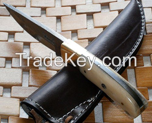 Custom Handmade Damascus Steel Knife- Exotic Bone Handle