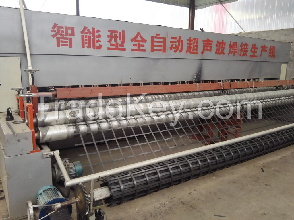 Automatic steel plastic geogrid production line