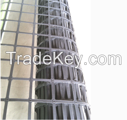 Steel plastic geogrid 20KN-150KN for road construction reinforcement