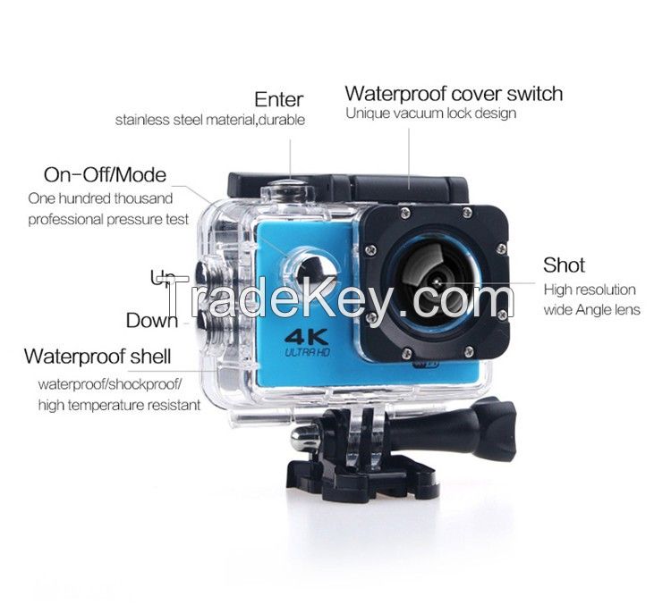   Sports Action Camera 4K 30fps WiFi Ultra HD 1080P 16MP Dual Screen Go Waterproof 40M pro Video Car Helmet Camcorder