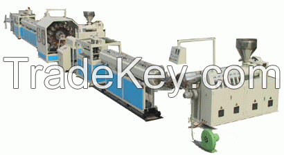   Steel wire reinforcing plastic pipe production line