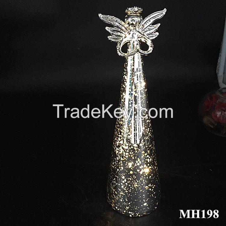 Battery Powered Led glass angel figurines, glass angels with led light