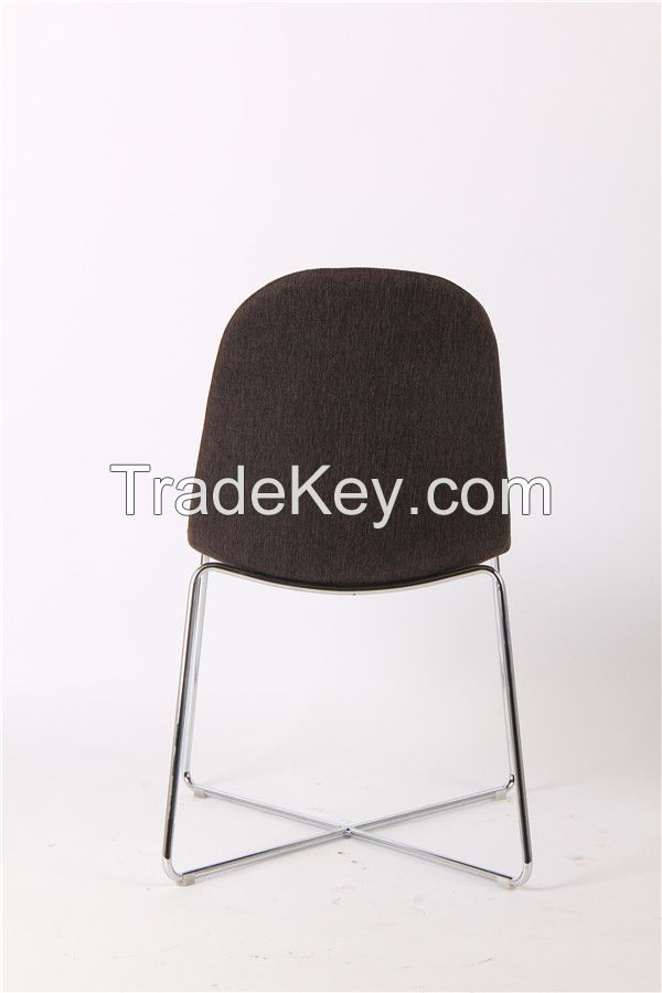 round back fabric chromed legs dining chair EGC-2011