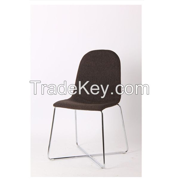 round back fabric chromed legs dining chair EGC-2011