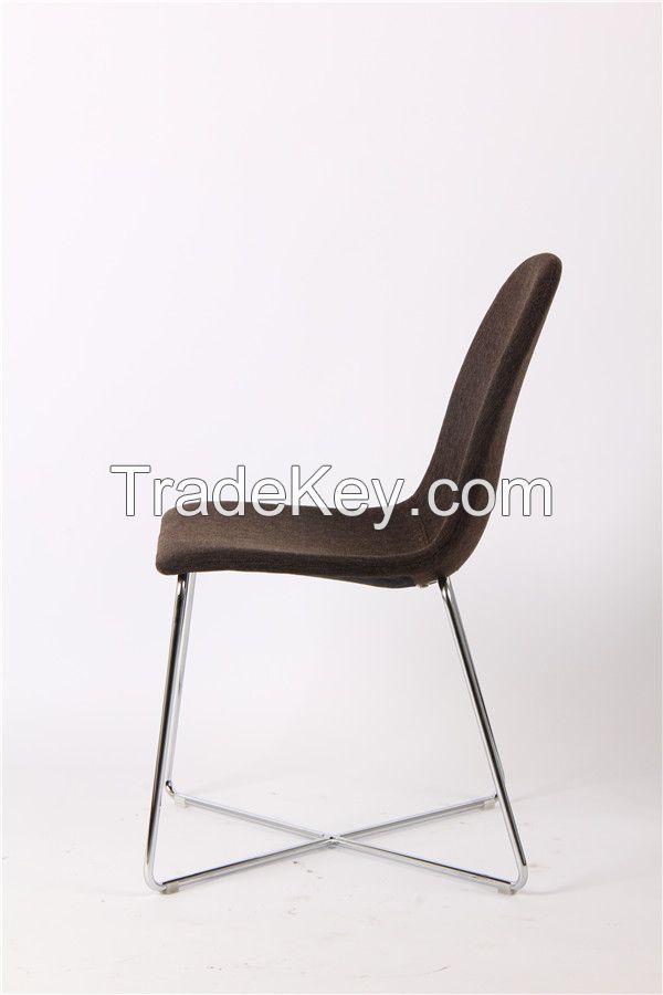 round back fabric chromed legs dining chair EGC-2011