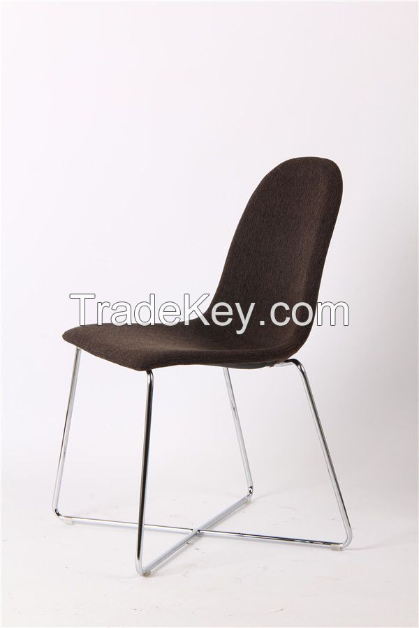 round back fabric chromed legs dining chair EGC-2011