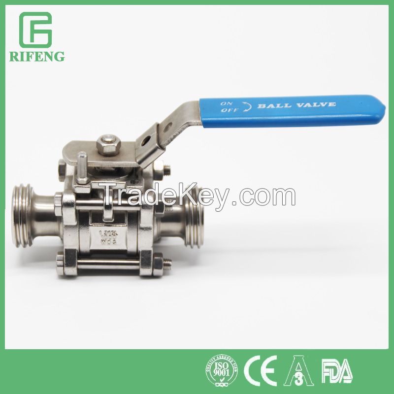 Sanitary Stainless Steel 3pc Ball Valve