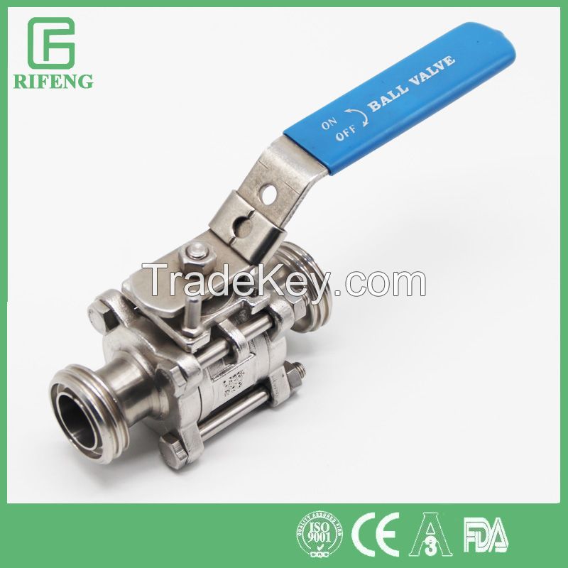 Sanitary Stainless Steel 3pc Ball Valve