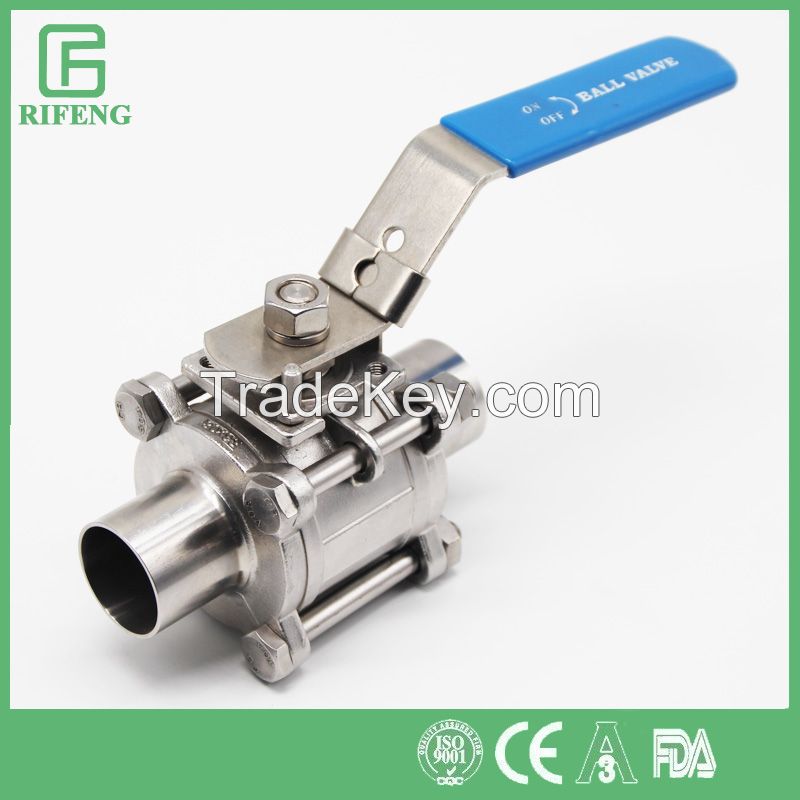 Sanitary Stainless Steel 3pc Ball Valve