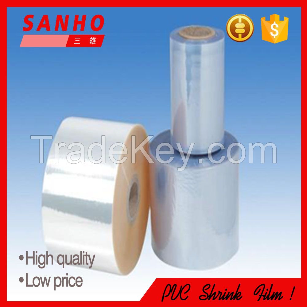 Manufacturer customized width Clear/Blue soft pvc heat shrink roll film in a roll