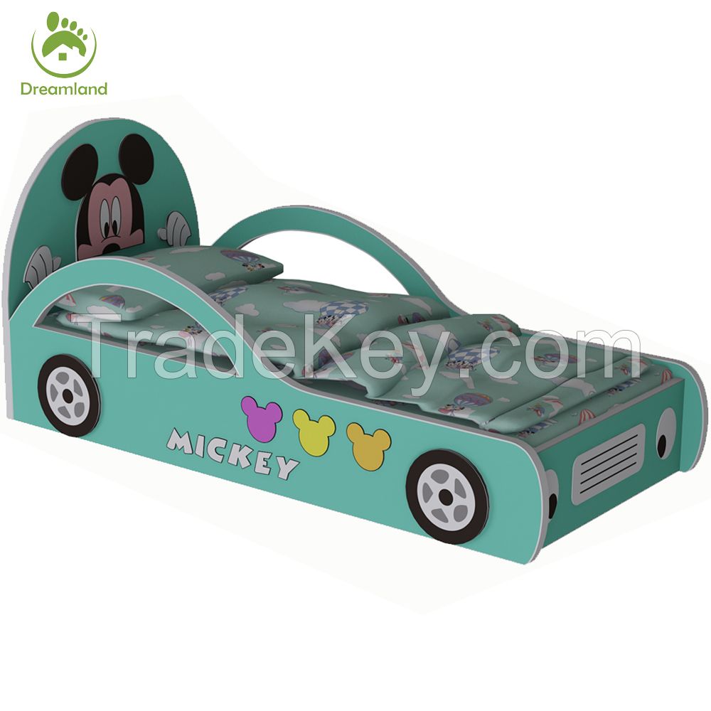Attractive Kids Cartoon Race Car Shape Bed